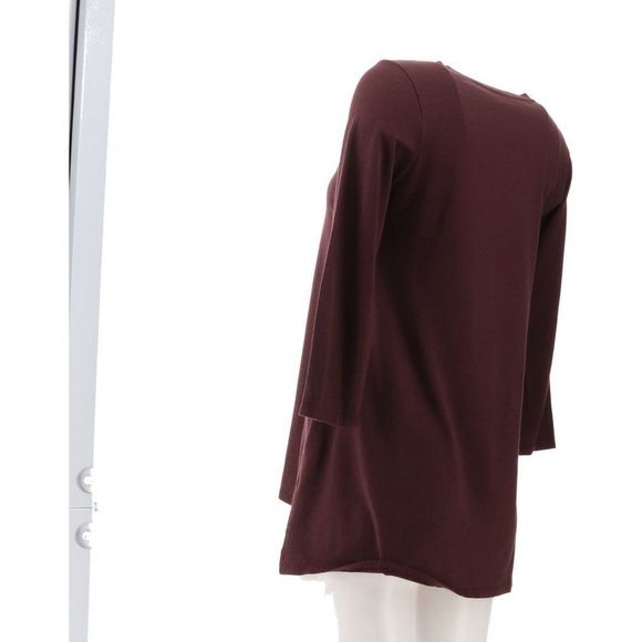 NWT LOGO PRINCIPLES BY LORI GOLDSTEIN 3/4 SLEEVE HI-LOW HEM TOP FUDGE XXS - Picture 5 of 13